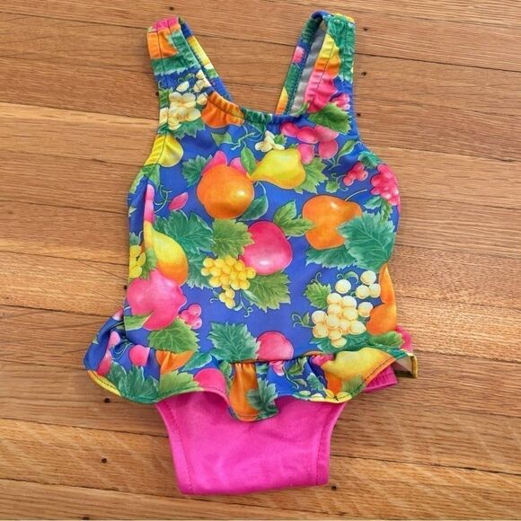 Vintage Baby Bright Tropical One Piece Bathing suit - Picture 1 of 6